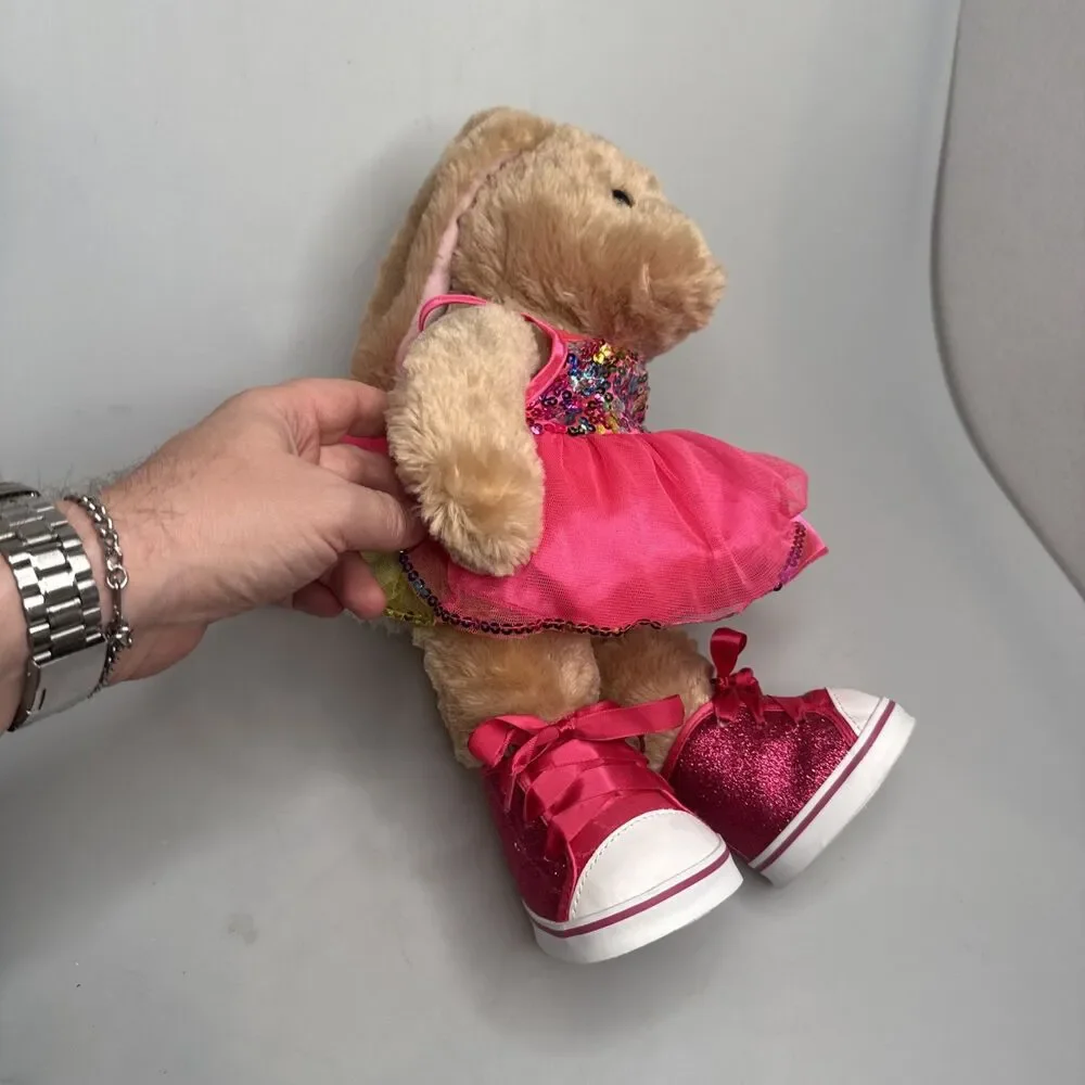 Build A Bear Pawlette Bunny Plush w/Easter Dress Petticoat Shoes EUC